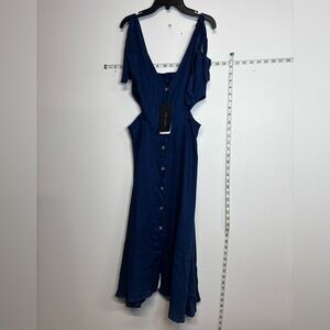 Zara Backless Navy Blue Dress 100% liner